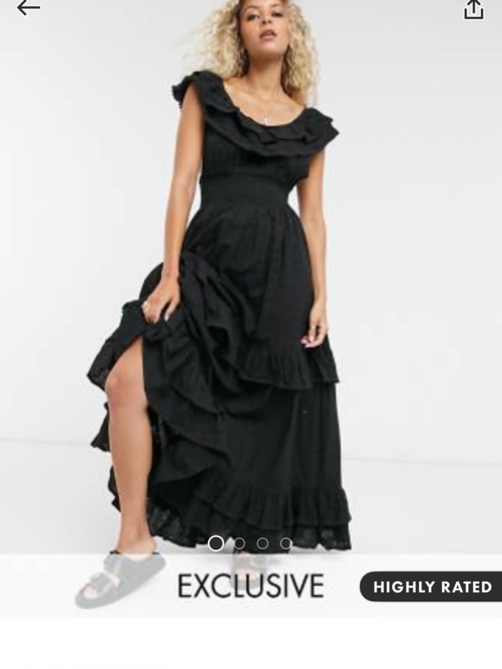 ASOS Black Backless Ruffle Tiered Maxi Dress - Picture 4 of 4